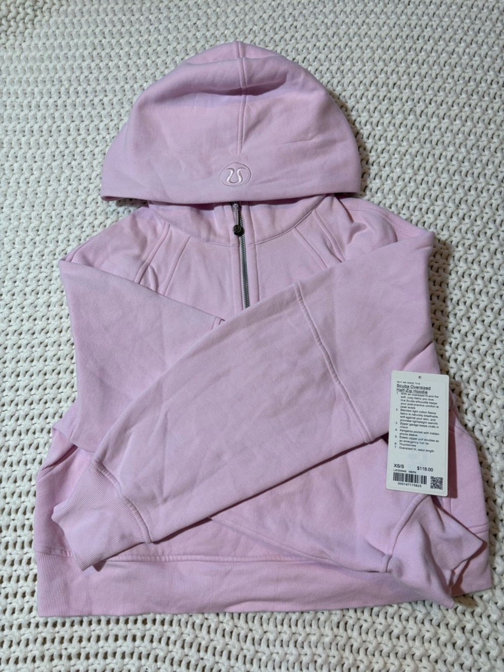 Lululemon meadowsweet pink scuba oversized half zip hoodie size xs/s